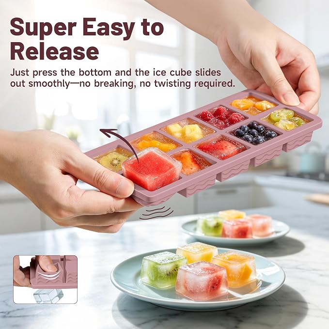 Aopigavi 2-Pack Ice Cube Trays, 10 Cubes 2 Tbsp. Silicone Freezer Molds - Image 4