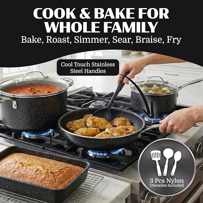 Granitestone Ceraluxe 20 Pc Ceramic Cookware Set Nonstick, Complete Pots and - Image 5