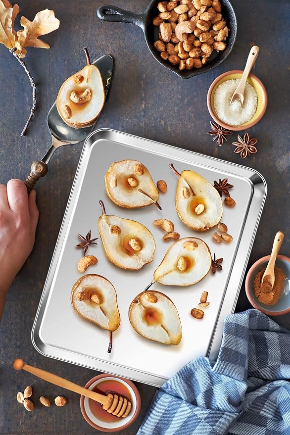 P&P CHEF 12.5 Inch Baking Cookie Sheet, Oven Pan Tray Stainless Steel Sheet Pan - Image 6