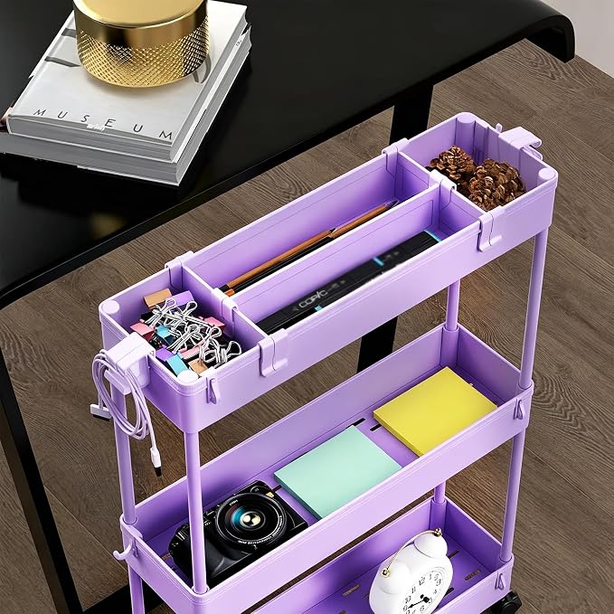 SPACELEAD Slim Storage Cart 3 Tier, Bathroom Organizer Rolling Utility - Image 5