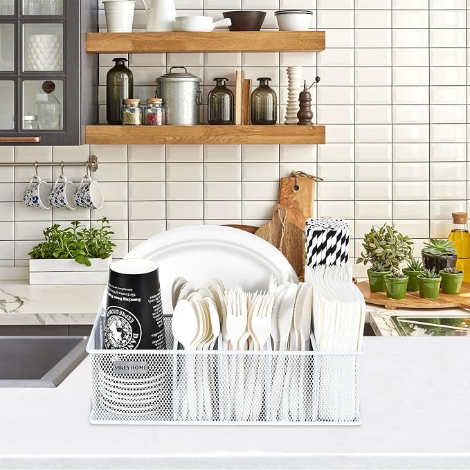 VIKEYHOME Paper Plate Organizer, Metal Silverware Caddy - Image 8
