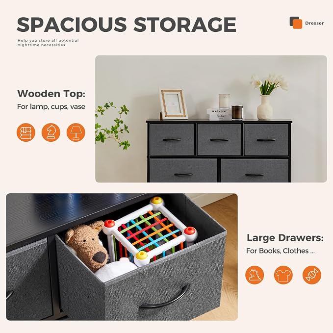 Sweetcrispy 9 Drawer Fabric Dresser Tall Chest Storage Organizer Tower - Image 4