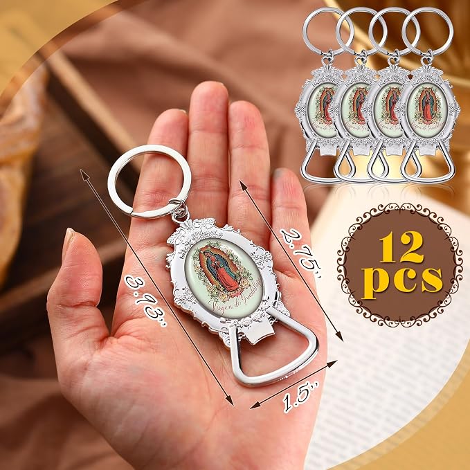 Misdary 24 Pcs Our Lady of Guadalupe Bottle Opener Keychain Catholic Bottle - Image 2