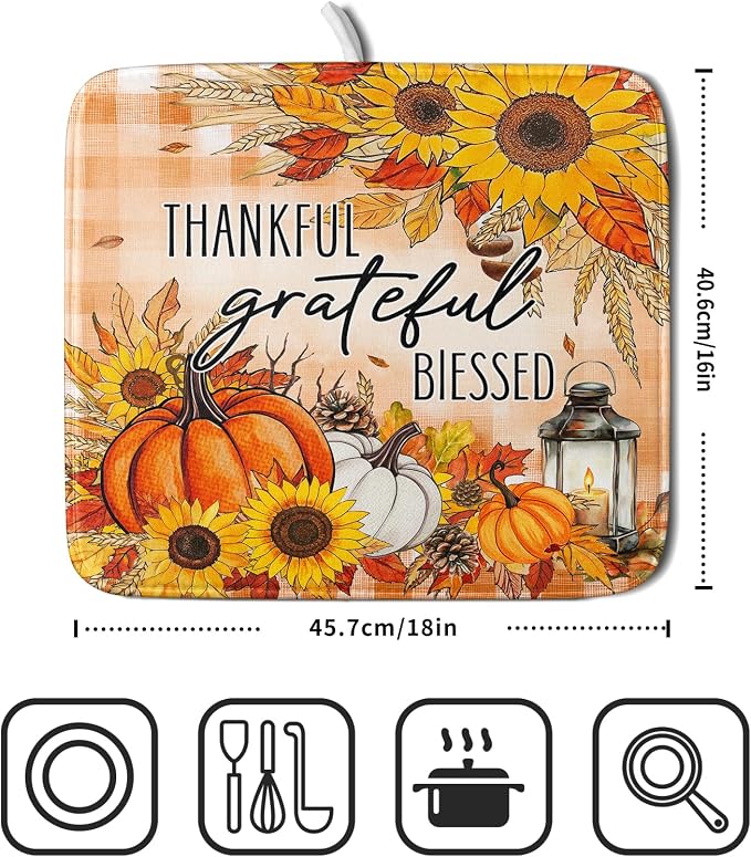 Giwawa Autumn Pumpkins Dish Drying Mat - Image 2