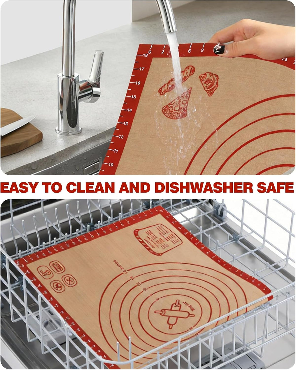Large Silicone Pastry Mat Extra Thick Non Stick Baking Mat with