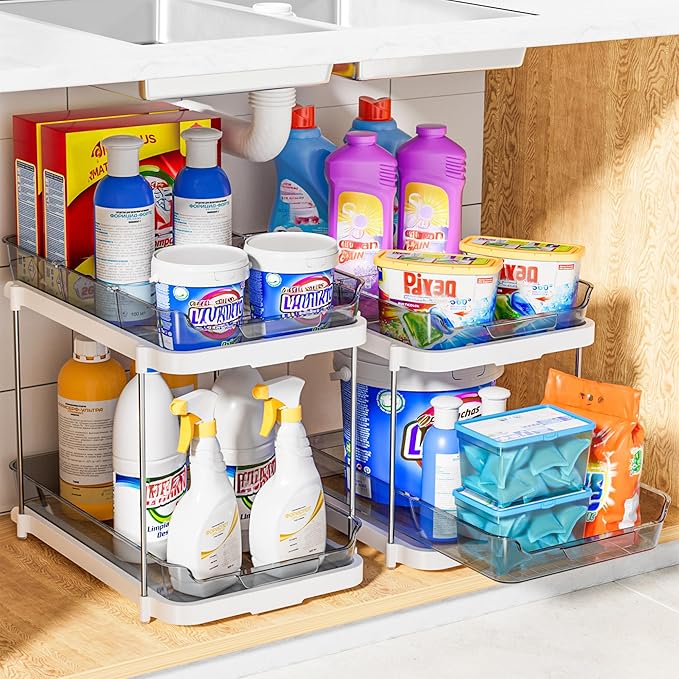 Delamu 2-Tier Multi-Purpose Bathroom Under Sink Organizers and Storage - Image 4