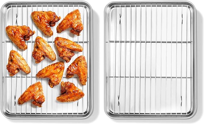 Homikit Quarter Sheet Pan with Rack Set, 9x13 Stainless Steel Baking Sheets by Homikit