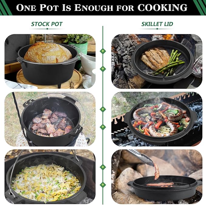 5QT Cast Iron Dutch Oven with Stainless Steel Scrubber, HaSteeL 2-In-1 - Image 7