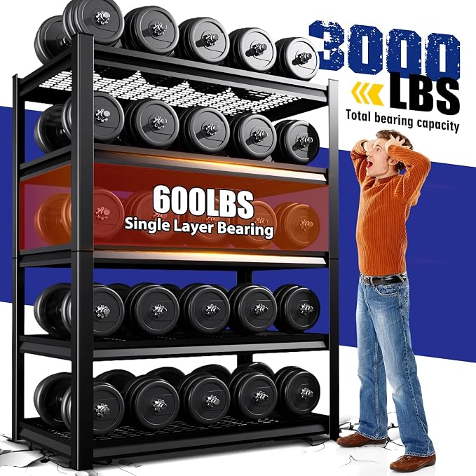 72"Hx59"Wx20"DGarage Shelving-2500 lbs 5 Tier Storage Shelves, Adjustable Heavy - Image 7