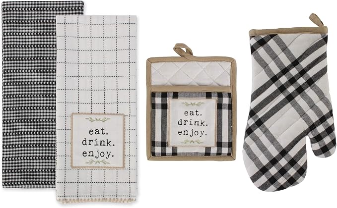 DII Home Sweet Farmhouse Kitchen Collection, Potholder/Oven Mitt/Dishtowel Set by DII