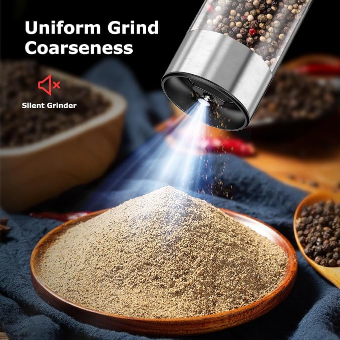 Bonsenkitchen Electric Salt and Pepper Grinder Set, 95ml Large Capacity - Image 4