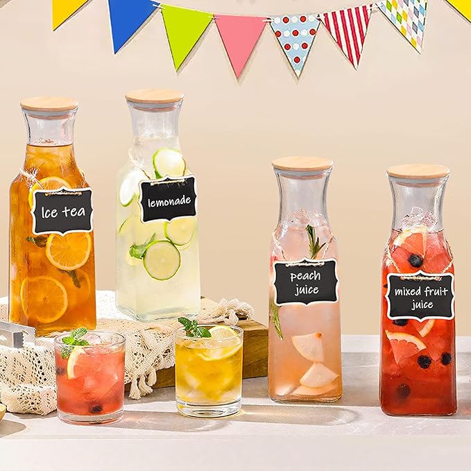 Glass Carafe with Bamboo Lid, Square 35 Oz Beverage Dispensers Carafe, Mimosa - Image 7