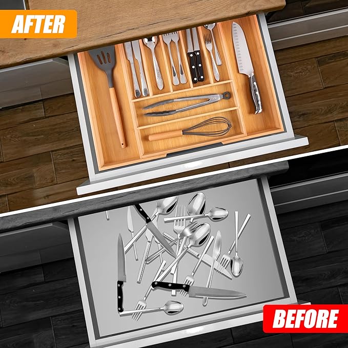 Bellsal Large Premium Bamboo Silverware Organizer - Image 3