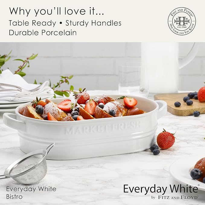 Everyday White by Fitz and Floyd Market Fresh Casserole Baking Dish, 3 Quart - Image 3