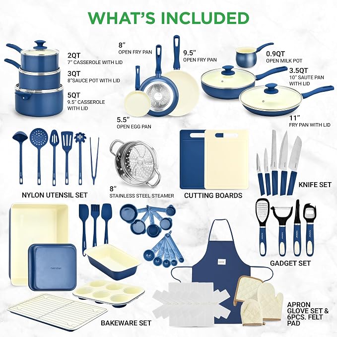 Nutrichef 54 Piece Professional Grade Complete Home Kitchen Cookware Set - Image 2