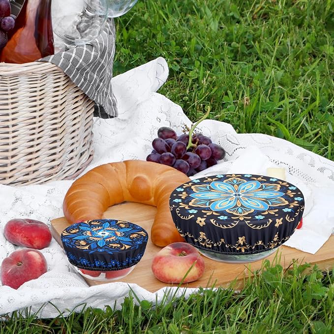 5 Pieces Bowl Covers Reusable, 5 Size Elastic Cloth Bowl Covers - Image 7