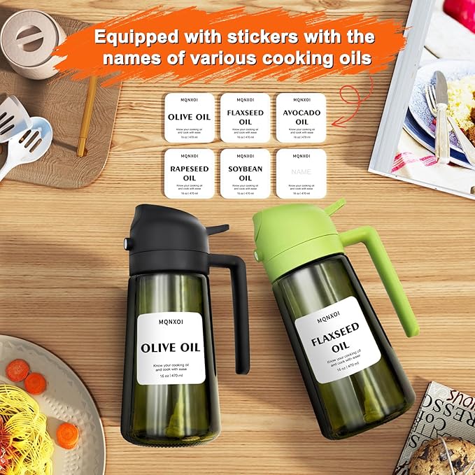 mqnxoi Oil Sprayer for Cooking, 2 in 1 Olive Oil Dispenser Bottle for Kitchen - Image 2