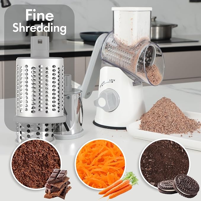 Rotary Cheese Grater with Handle, Kitchen Speed Hand Crank Vegetable Slicer - Image 3