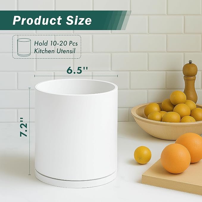D'vine Dev 360° Rotating Utensil Holder – 7.2" Kitchen Utensil Crock - Image 2