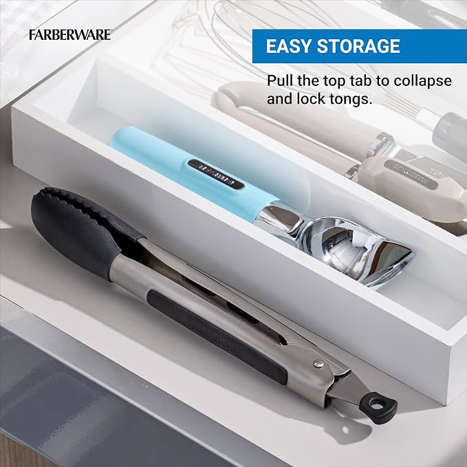 Farberware Silicone-Tipped Locking Kitchen Tongs – Heat Resistant, Nonstick Safe - Image 5