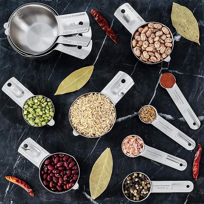 Hudson Essentials Stainless Steel Measuring Cups and Spoons Set - Image 4