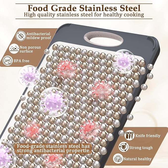 GUANCI Cutting Board for Kitchen, Stainless Steel Cutting Board Double Sided - Image 3