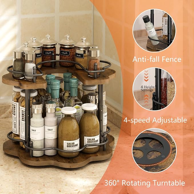 2 Tier Lazy Susan Organizer, 2-Tier Spinning Spice Rack - Image 5