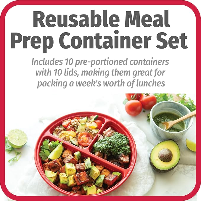 GoodCook Meal Prep Containers Set Microwave & Dishwasher-Safe Round Food - Image 3