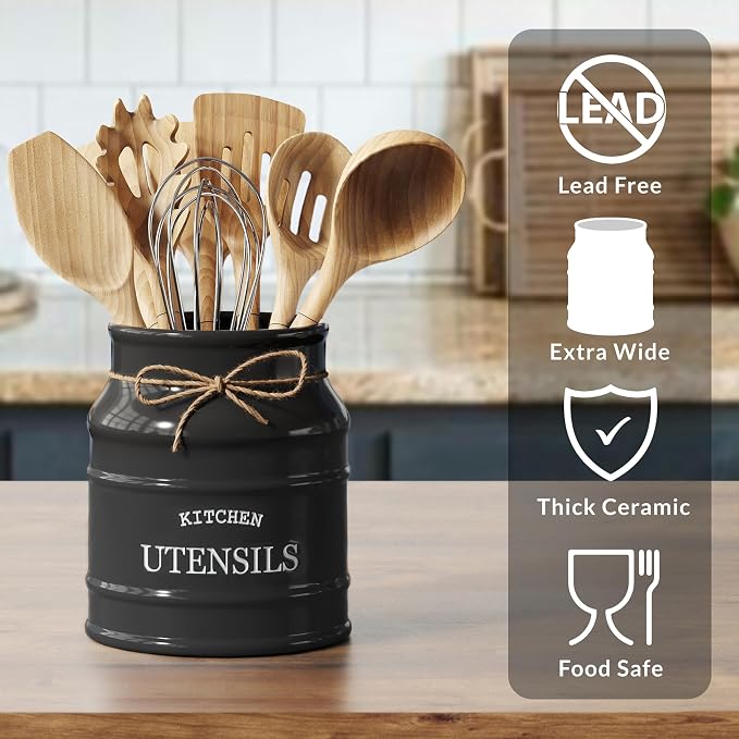 Barnyard Designs Ceramic Farmhouse Utensil Holder - Image 9