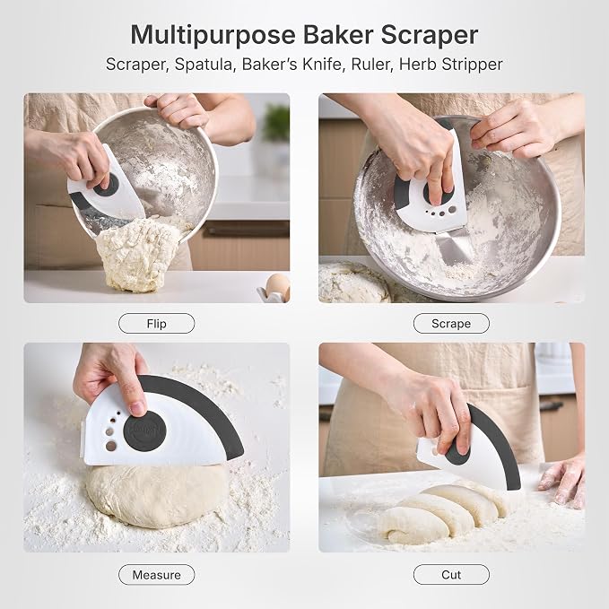 5-in-1 Dough Scraper & Flexible Bowl Scraper by Nextrend, Bread Scraper - Image 2