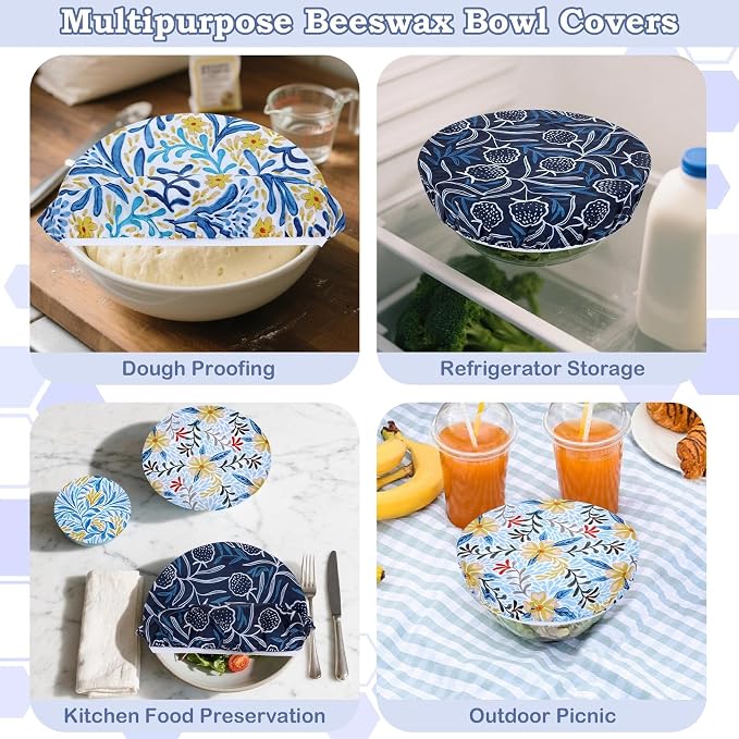 5-Size Reusable Beeswax Bowl Covers - Image 5