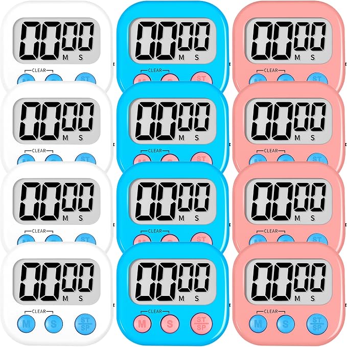 ZILLEEN 12 Pack Kitchen Timers for Cooking Digital Classroom Timers for Kids by ZILLEEN