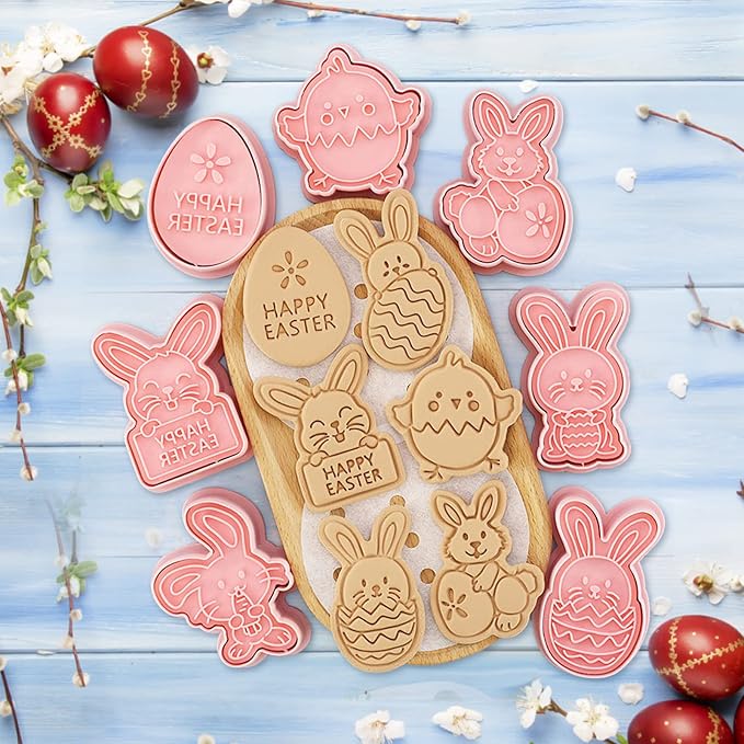 Easter Cookie Cutters Set, 3D Cookie Stamps - Image 2