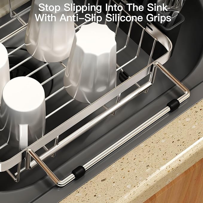 MAJALiS Dish Drying Rack Over The Sink, Expandable Stainless Steel Dish Drainer - Image 6