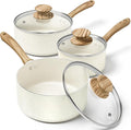 MICHELANGELO Saucepan Set with Lid, Nonstick Sauce Pan Sets with Granite by Michelangelo