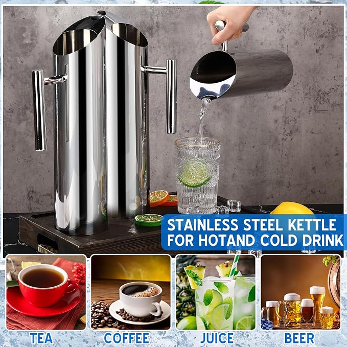 Funnymoom 6 Pack 70oz/2l Stainless Steel Water Pitcher Modern Metal Pitcher - Image 4