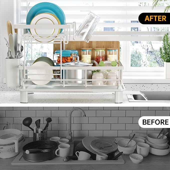 Dish Drying Rack, 2 Tier Dish Racks - Image 9