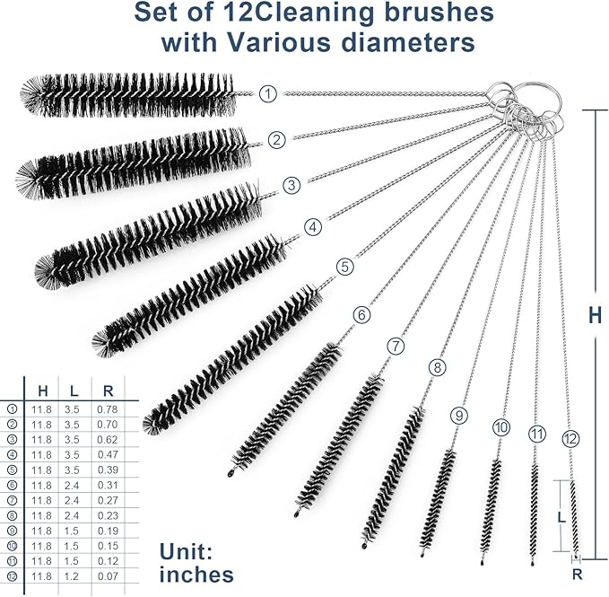Ixiaoyoo Straw Cleaner Brush Set, 12 Pieces Botthle Cleaning Brush and Nylon - Image 8