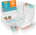 WOWBOX 32 PCS Clear Plastic Drawer Organizer Set, 4 Sizes Desk Drawer by WOWBOX