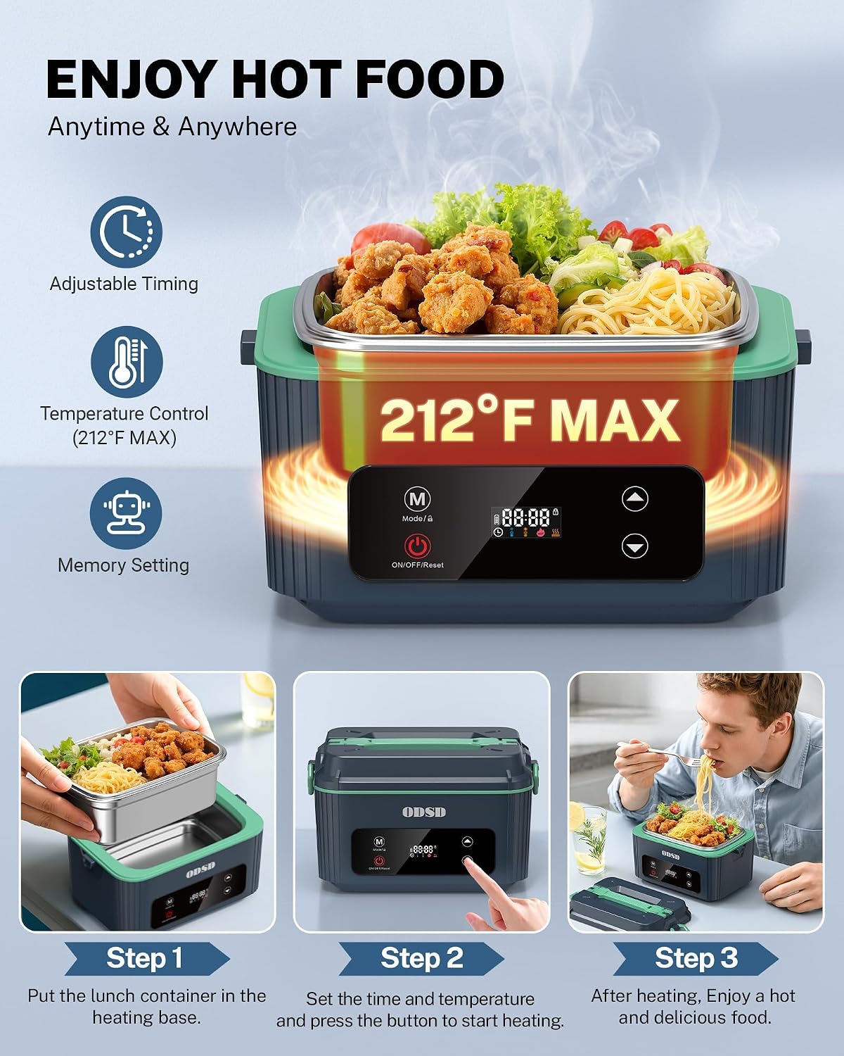 Cordless Electric Lunch Box for Adults, Heated Lunch Box