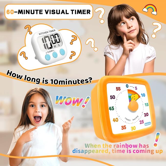 Visual Timer for Kids 60 Minute, Rainbow Countdown Clock - Image 2