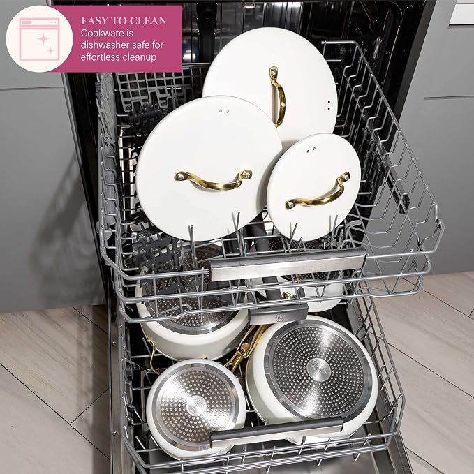 Paris Hilton Iconic Nonstick Pots and Pans Set, Matching Lids - Image 7
