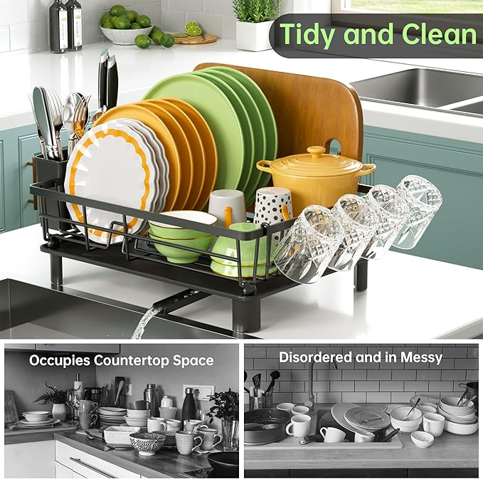 Dish Drying Rack, Dish Racks for Kitchen Counter, Detachable Dish Drainer - Image 7