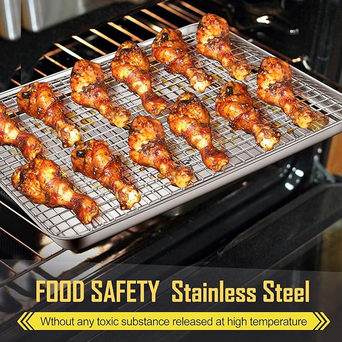 16 Inch Baking Sheet Pan with Cooling Rack Set, Joyfair Stainless Steel Toaster - Image 6