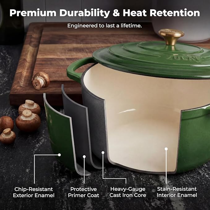 Zulay Kitchen 5 Quart Enameled Cast Iron Dutch Oven Pot - Image 5