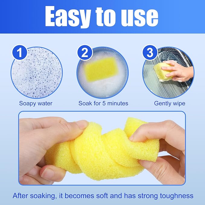 DECOHS 2 Pcs Bug Scrubber Sponge- Reusable Car Bug & Tar Remover Sponge- Car - Image 3