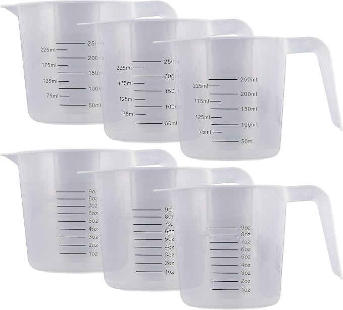 U.S. Kitchen Supply Plastic Measuring Cups - 8 oz Liquid Measuring Cup Set of 6 by USKitchenSupply
