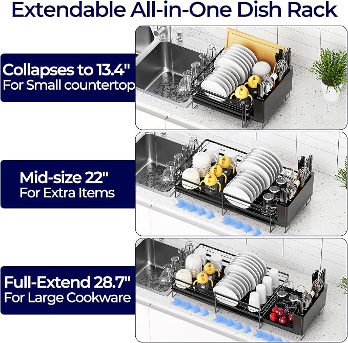 Large Dish Drying Rack, Expandable Dish Rack - Image 2