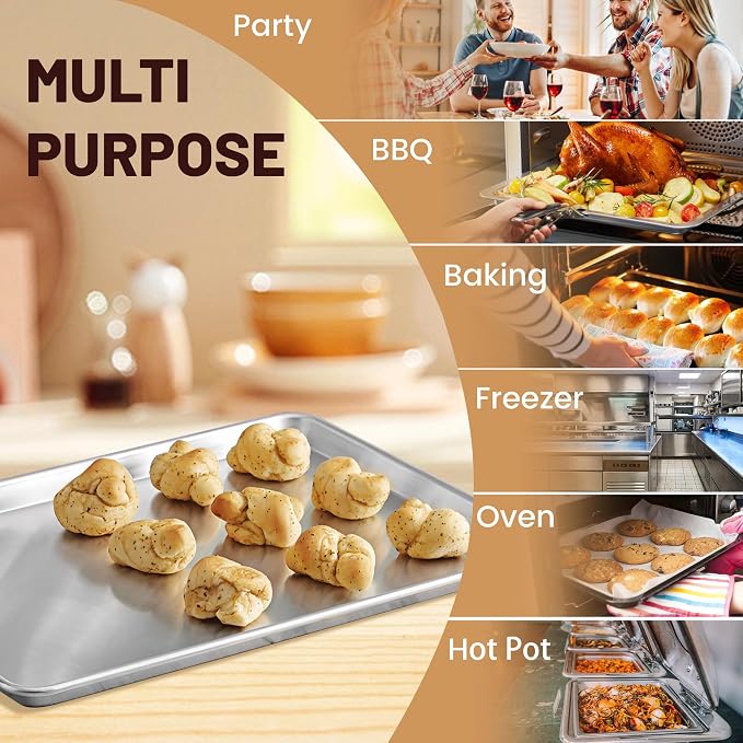 BIEAMA 6 Pack Half Size Baking Sheet Pan Aluminum Commercial Pan - Image 9