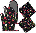Cherry Oven Mitts and Pot Holders Sets of 4, Heat Resistant Daisy Floral by Unknown